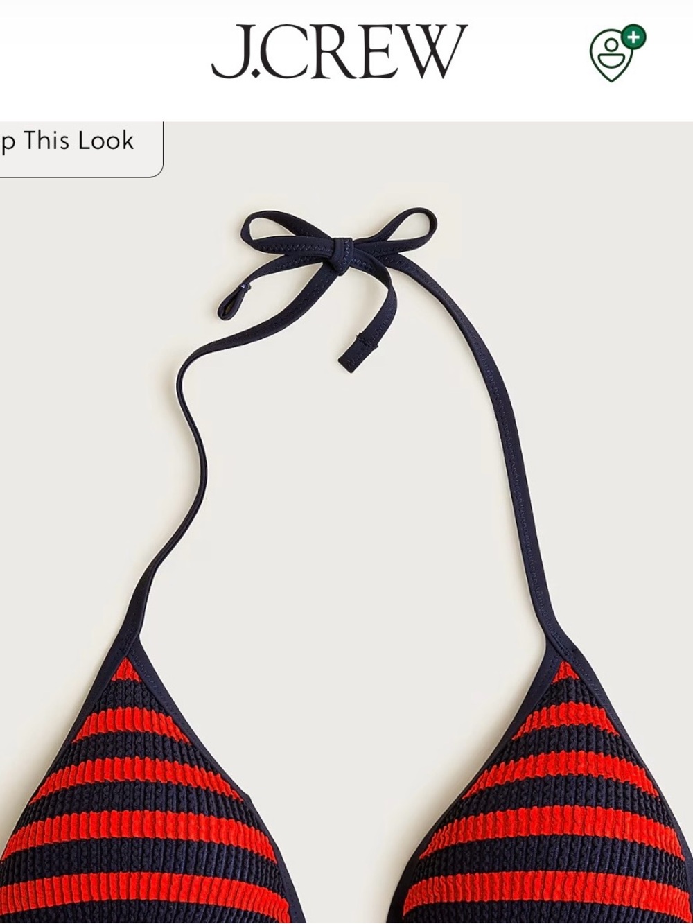 J. Crew Red and Navy Striped Ribbed Triangle Bikini Top